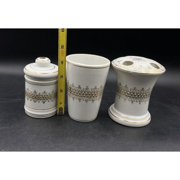 MCM Nasco Japan Apothecary Vanity Set 3 Hollywood Regency Gold Trim - Picture 7 of 16